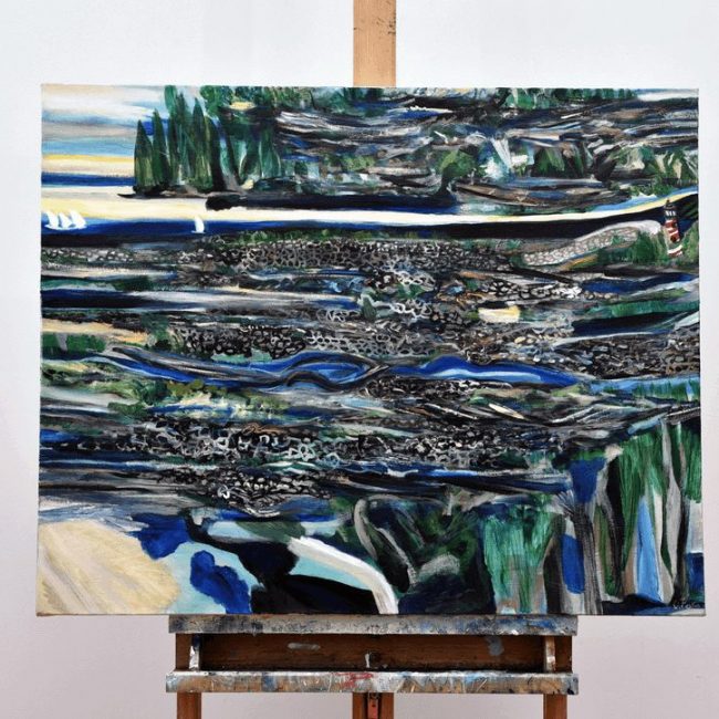 Kettle ponds of Whale Bay, 2019 acrylic and ink on canvas 30 X 24 in.