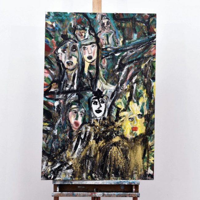 Made of land, 2011-2012 acrylic tempera and India ink on canvas 36 x 24 in.