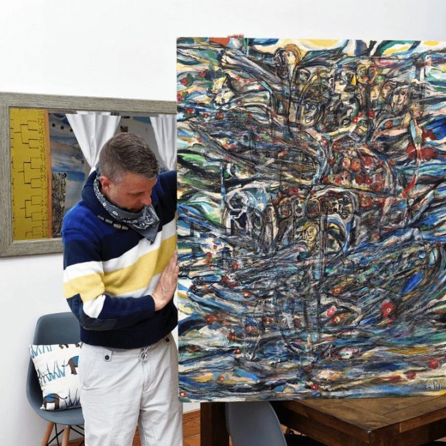 The realized well, 2013 acrylic and oil on wood panel found object 37 x 48 in.