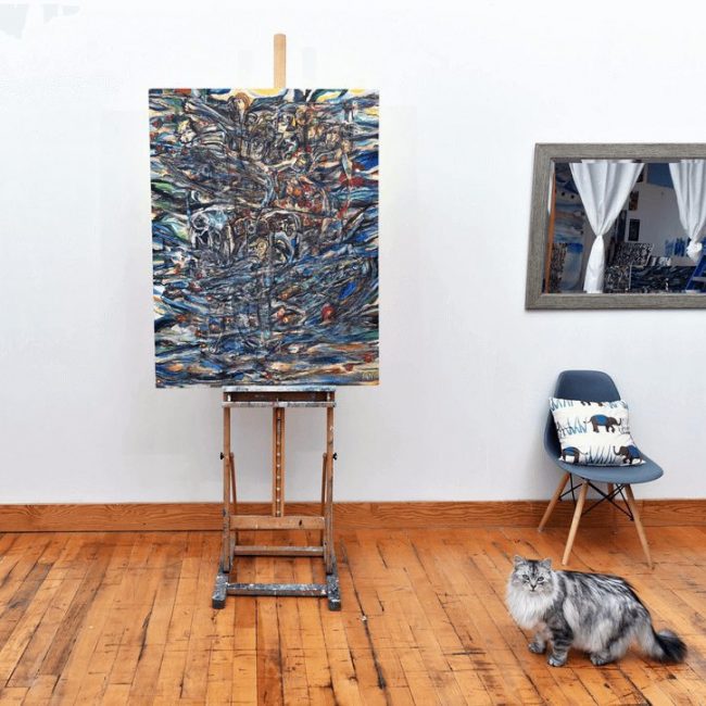 The realized well, 2013 acrylic and oil on wood panel found object 37 x 48 in.