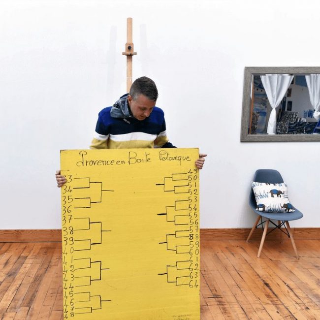 The realized well (back side of found object wood sign) 2013 acrylic and oil on wood panel found object 37 x 48 in.