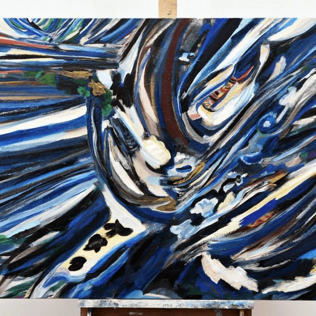 Miracle on The Manhan, 2019 acrylic tempera and dye on cotton duck 30x 40 in.