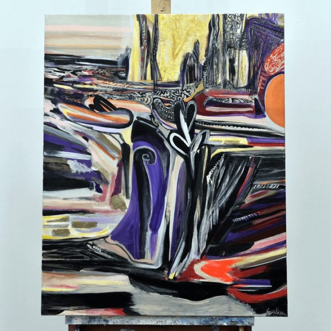 Approaching Hy-Brasil, 2019 acrylic tempera and dye on canvas 24 x 30 in.