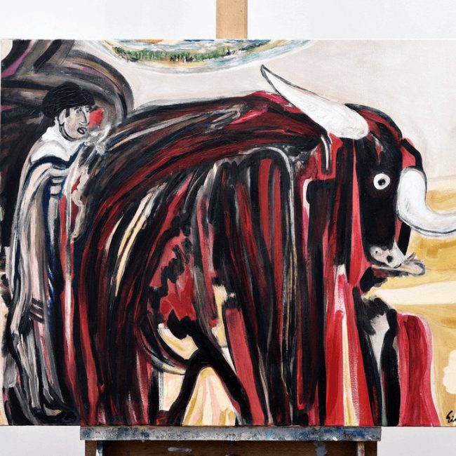 Mars in Taurus, 2019 acrylic tempera and dye on canvas 30 x 24 inc.