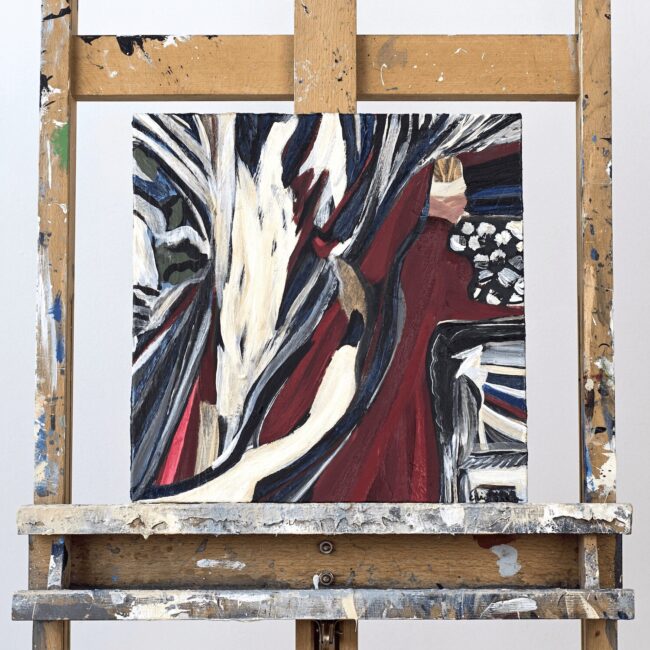 Fathers chair , 2021 acrylic on wood 12x12 in.