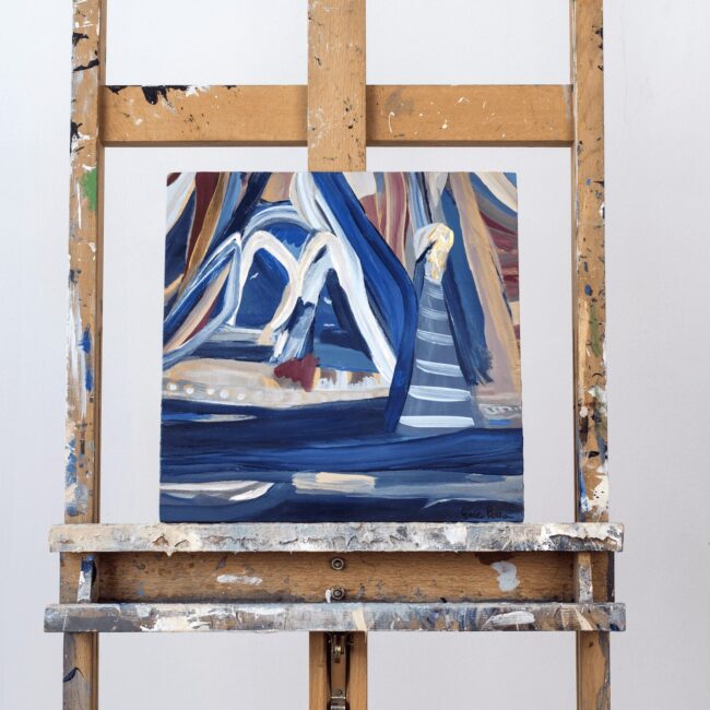 Harbor corner nightlight , 2021 acrylic on wood 12x12 in.