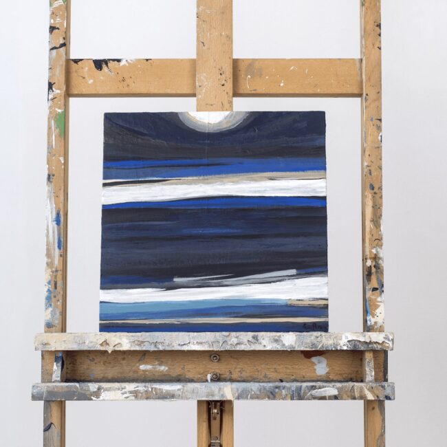 Captains landing, night , 2021 acrylic on wood 12x12 in.