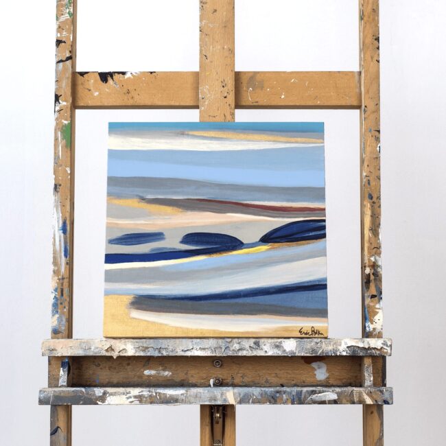 Boards turned over on the shore, 2021 acrylic on wood 12x12 in.