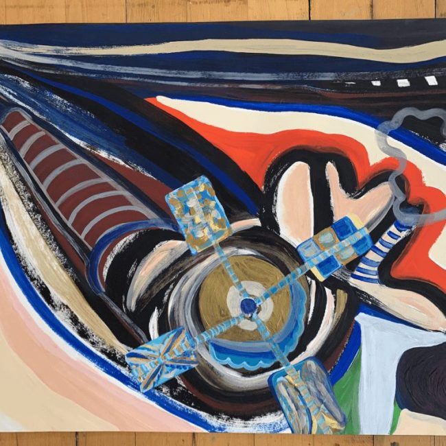 Steamboat, Windmill, 2021 acrylic and dye on watercolor paper 22 x 30 in.