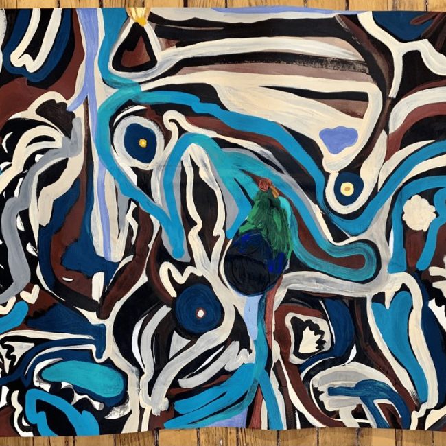 Mother Of Pearl Teeth, 2021 22 x 30 in. Acrylic and dye on watercolor paper