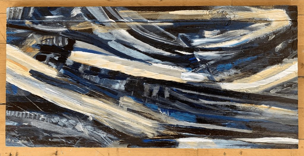 Adding And Subtracting, 2021 acrylic tempera and dye on wood 15 x 30 in.