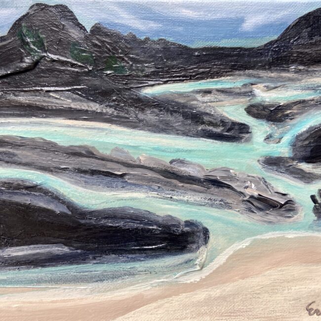 Cobbled pools, 2023 8 x 10” inches acrylic on linen