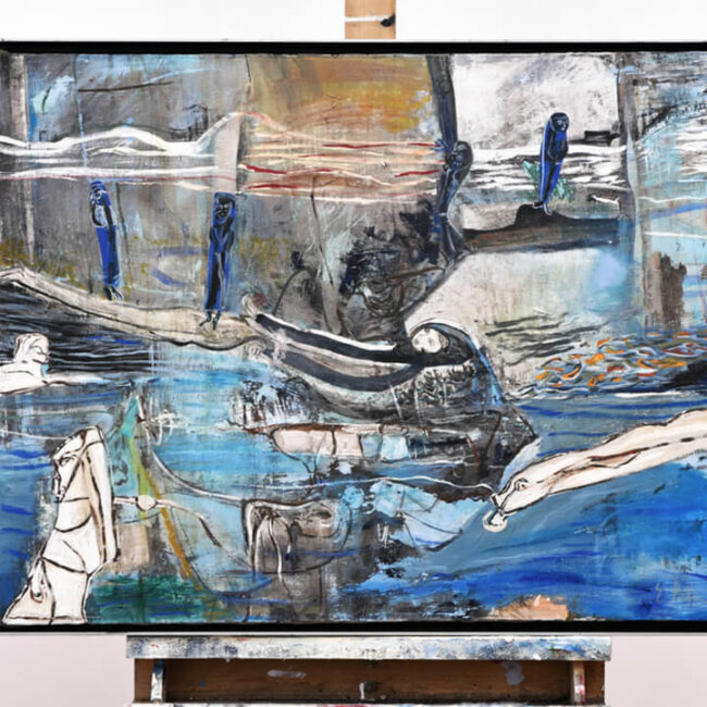 You let me be myself when I’m with you, 1999 acrylic, colored pencil, and ink on canvas 30 x 24 in.