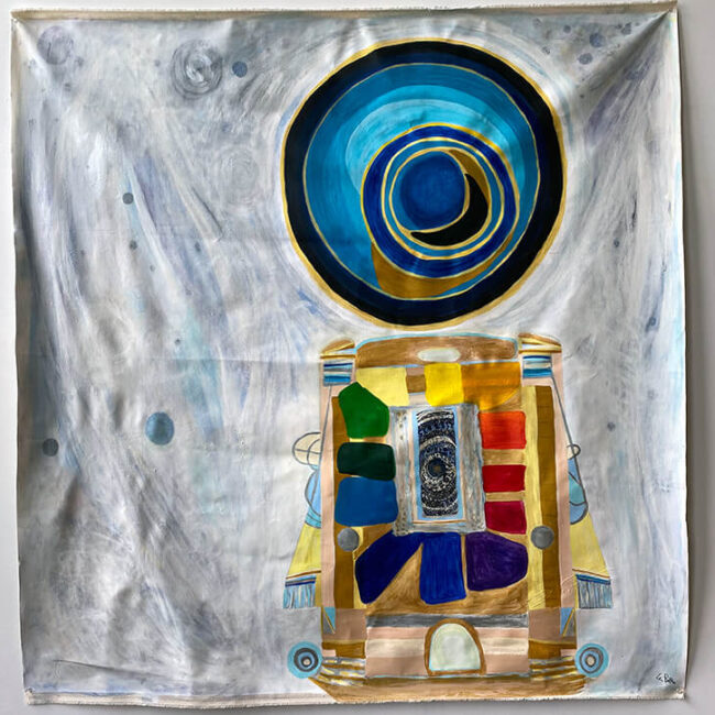 The ultimate time machine, 2020 acrylic tempera on canvas 62.5 x 62.5 in.