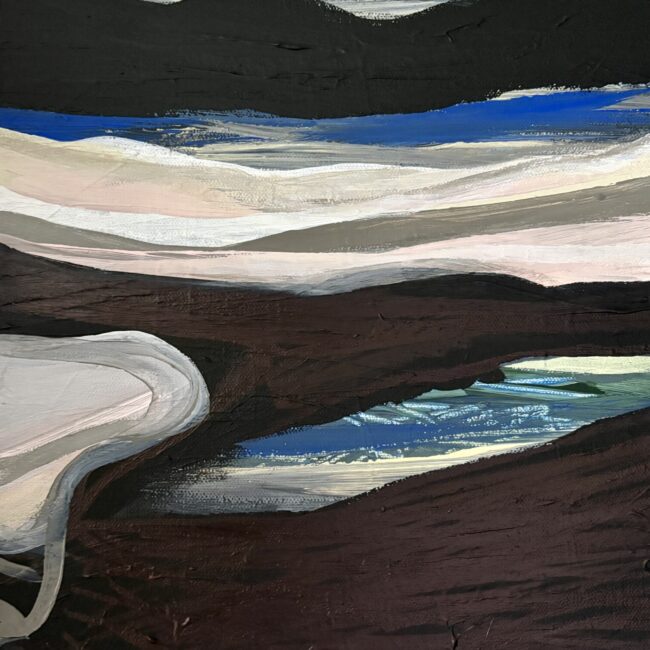 Reflection pools 2025 acrylic and India ink on canvas 14 x 11 inches